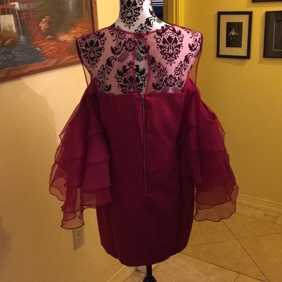 SALE ina Red ColdShoulder Large Cocktail Dress NWT - Picture 3 of 6